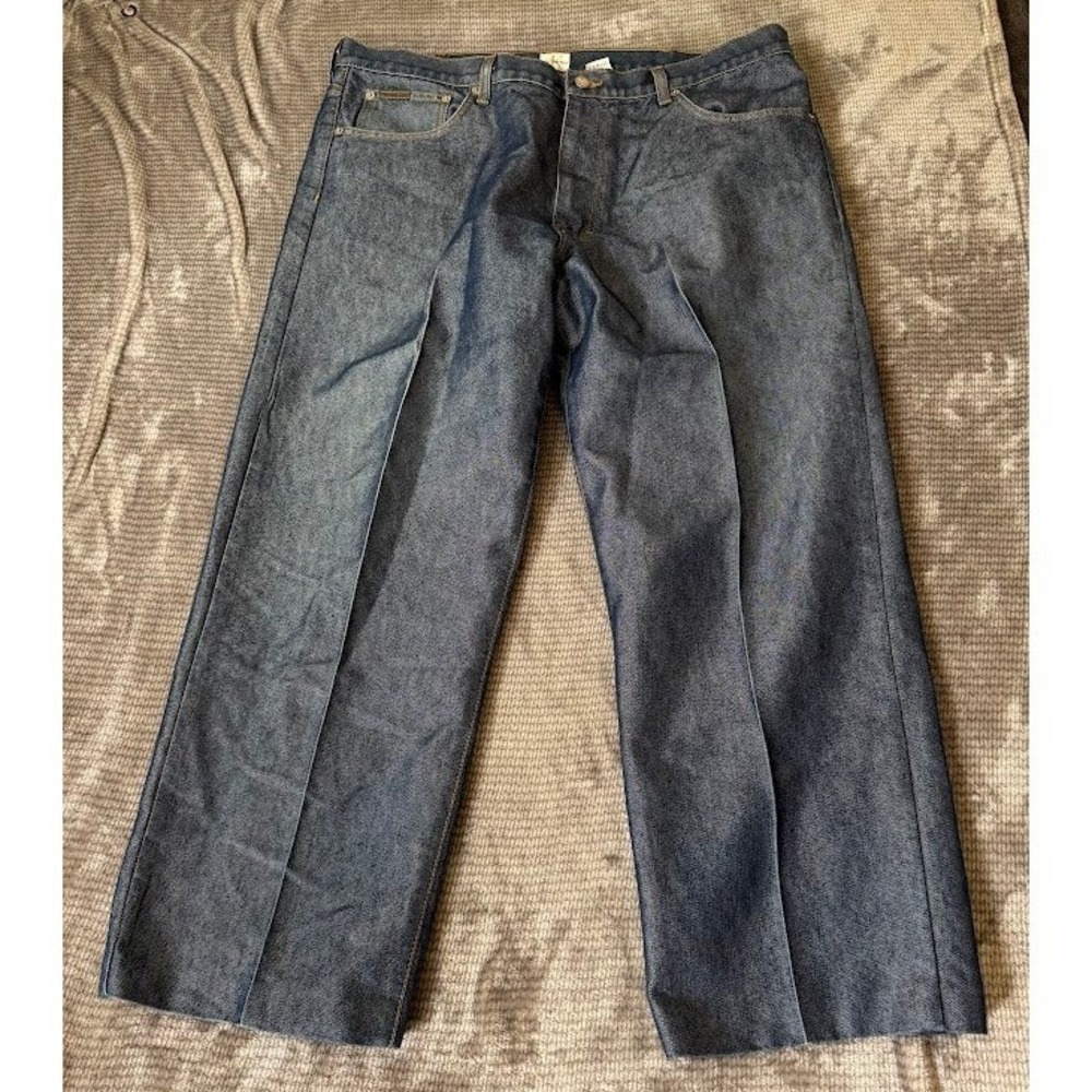 Vintage Calvin Klein Jeans Mens 40X28 Dark Wash Wide Leg USA Creased Denim
